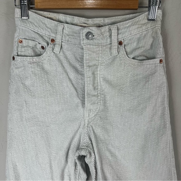 Levi's Premium Ribcage Straight Leg Ankle Corduroy Pants Ecru Wale Cream Size 26 - Picture 2 of 11